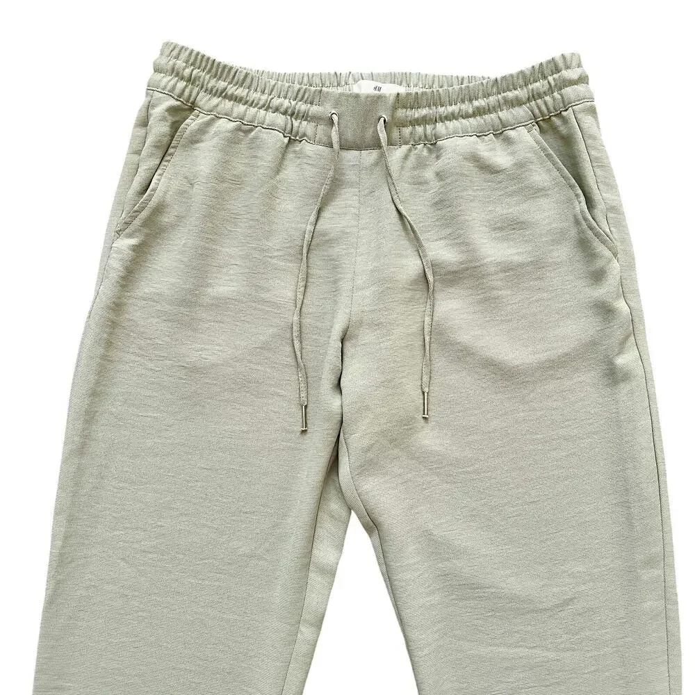 H&M L.O.G.G.‎ Womens Light Olive Green Elastic Waist Joggers Pants w/Pockets 8